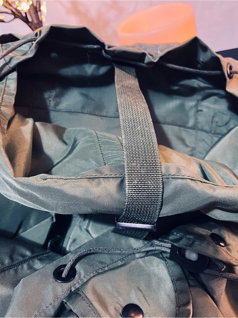 Olive Green Military-Style Rucksack Backpack